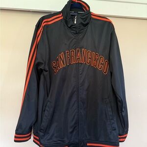 Orange and Black Windbreaker with High Collar and Full Zipper